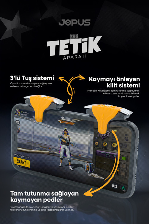 Pubg Tetik Aparatı Mobil Oyun Mekanik Metal Ateş Tuşu - Sarı