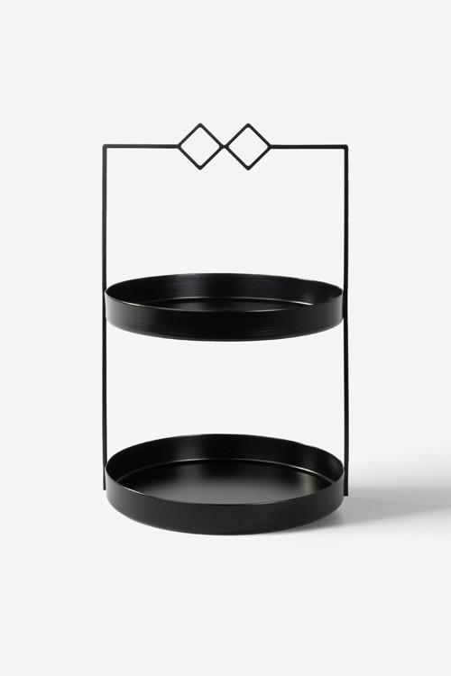 2 Katlı Siyah Metal Organizer - Çok Amaçlı Düzenleyici - Luna Prizma