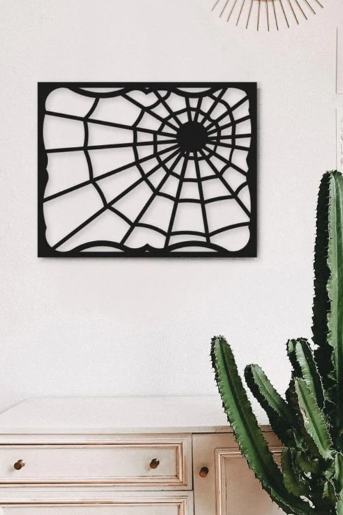 örümcek Ağı Metal Duvar Tablosu - Ev Ve Ofis Için Duvar Dekoru - 48X58 Cm