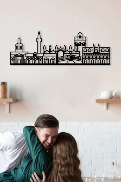 venedik Metal Şehir Tablosu - Italya Severlere Ev Ve Ofis Dekoru - 67X23 Cm