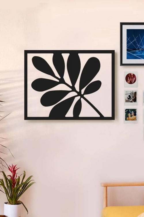 yaprak Metal Tablo - Çiçekli Dekoratif Metal Duvar Tablosu - 38X50 Cm