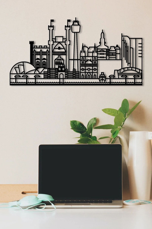 sydney Metal Tablo - Dekoratif Metal Duvar Tablosu - 67X34 Cm