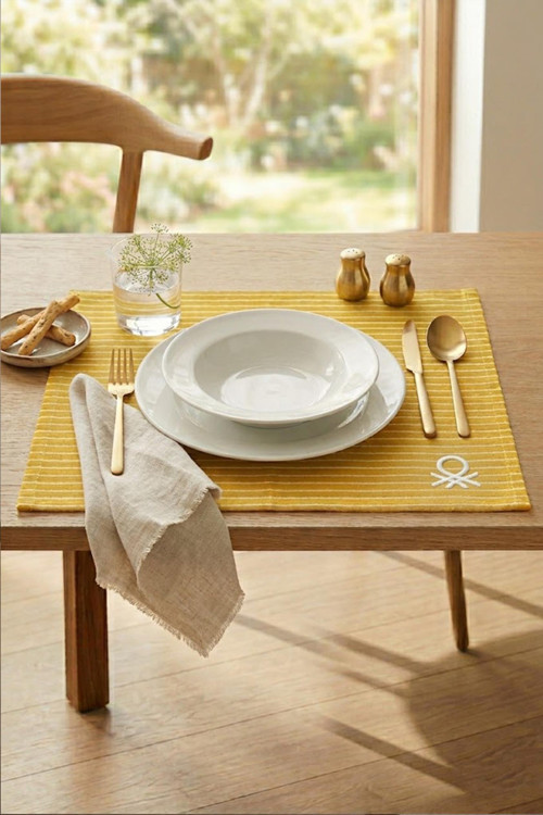 Be-28460-Ye Sarı Amerikan Servis Çizgili 4 Lü 33,50 Cm