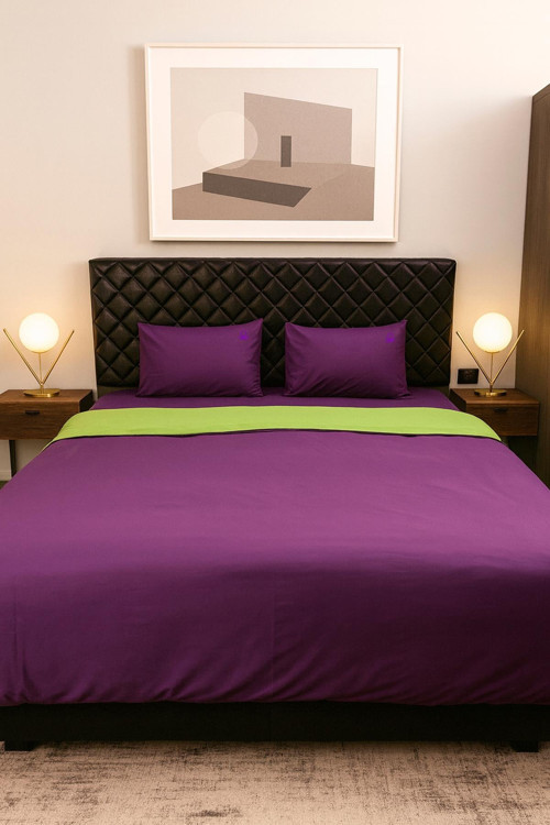 Be-1037-Pr %100 Pamuk Mor Tek Kişilik 160*220 Nevresim - 180*240 Yatak Çarşafı - 50*70+20 Yastık Kılıfı Nevresim Takımı
