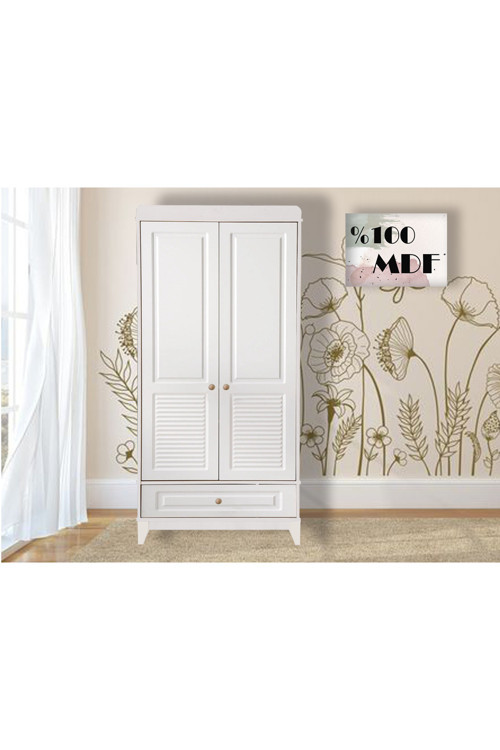 %100 Mdf Panjur Beyaz 2 Kapılı Bebek & Çocuk Dolap