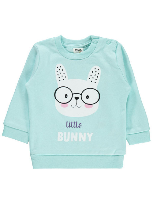 Little Bunny Baskılı 6-18 Ay Sweatshirt - Yeşil