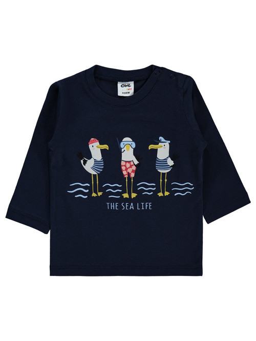 Leylek Baskılı 6-18 Ay Sweatshirt - Lacivert
