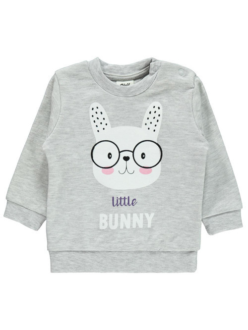 Little Bunny Baskılı 6-18 Ay Sweatshirt - Gri