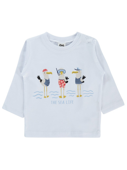 Leylek Baskılı 6-18 Ay Sweatshirt - Beyaz