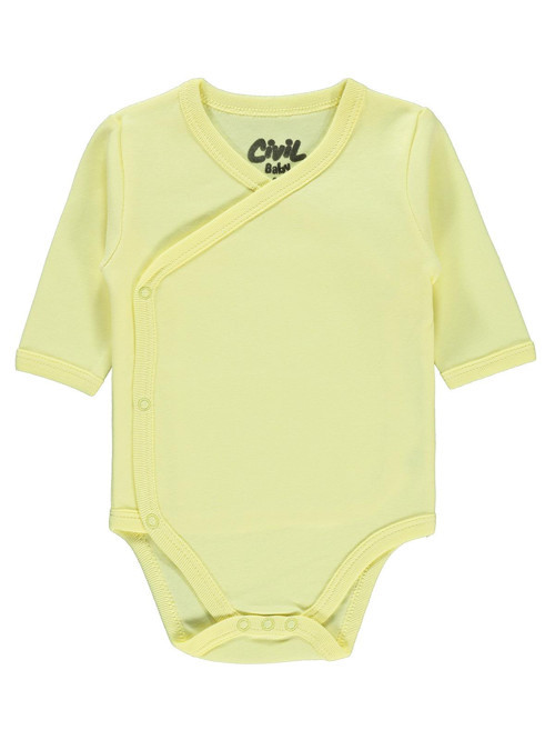 Renkli Kumaş 1-6 Ay Unisex Zıbın Badi - Sarı