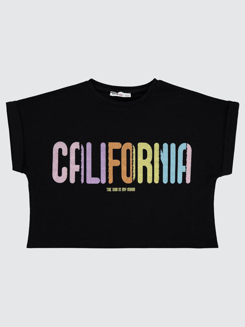 California Baskılı 10-13 Yaş Tişört - Siyah