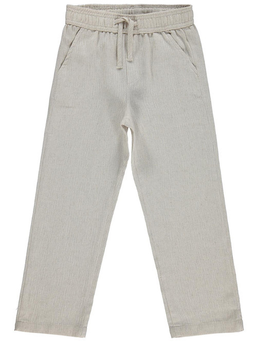 Kendinden Desenli 10-13 Yaş Pantolon - Bej