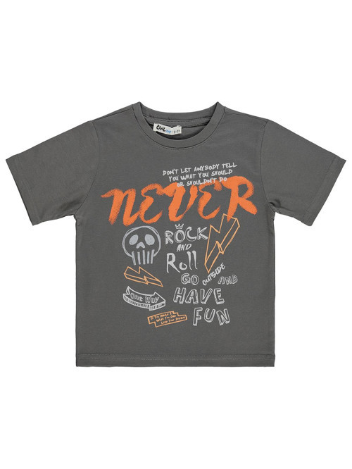 NEVER Basklı 2-5 Yaş Tişört - Gri