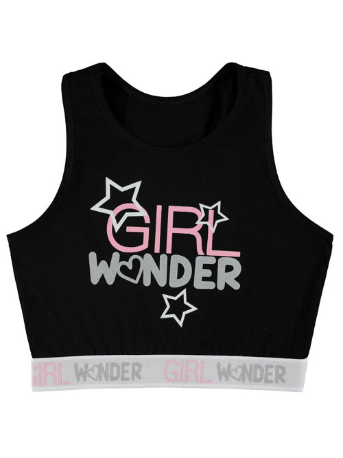 Civil Girl Wonder Baskı 8-12 Yaş Büstiyer - Siyah