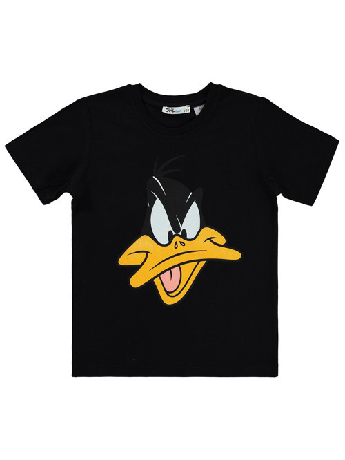 Duffy Duck Baskılı 6-9 Yaş Tişört - Siyah