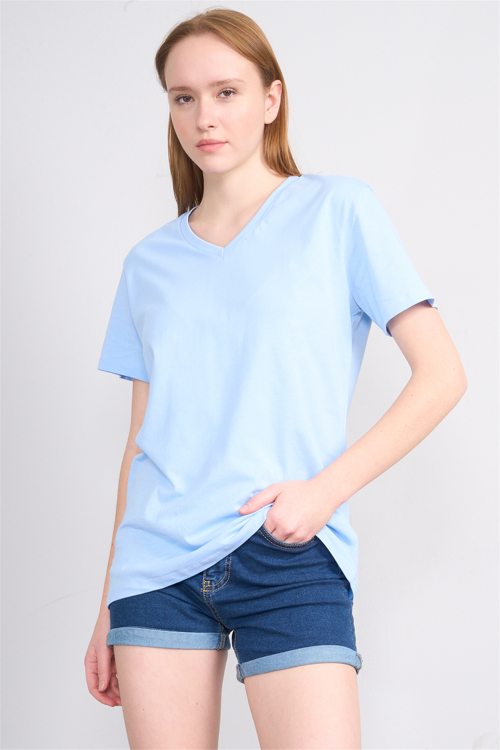 C.K Y26 3265 Fithit Byn V Yk. 30/1 Penye Basic Regular T-shirt Bebe Mavi