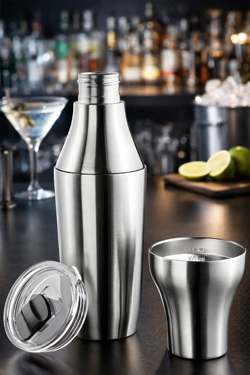 Çok Amaçlı Paslanmaz Çelik Kokteyl Shaker 650 ML - Metalik