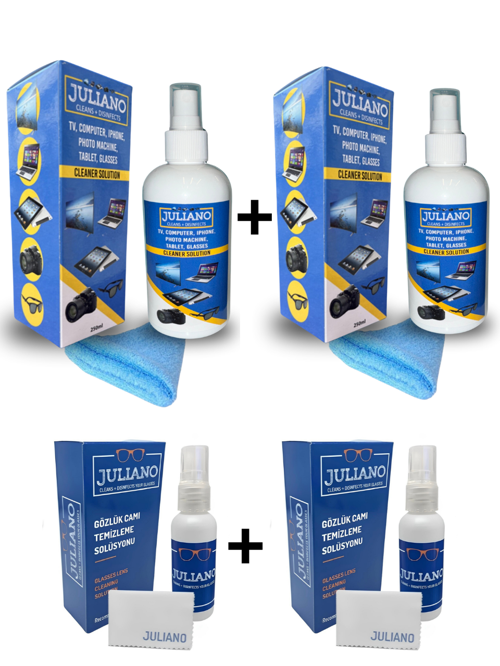 2 Adet 250 ml + 2 adet 50 ml Temizlik Seti - Gözlük, TV, Cep Telefonu, PC,Kamera,Laptop, Tablet