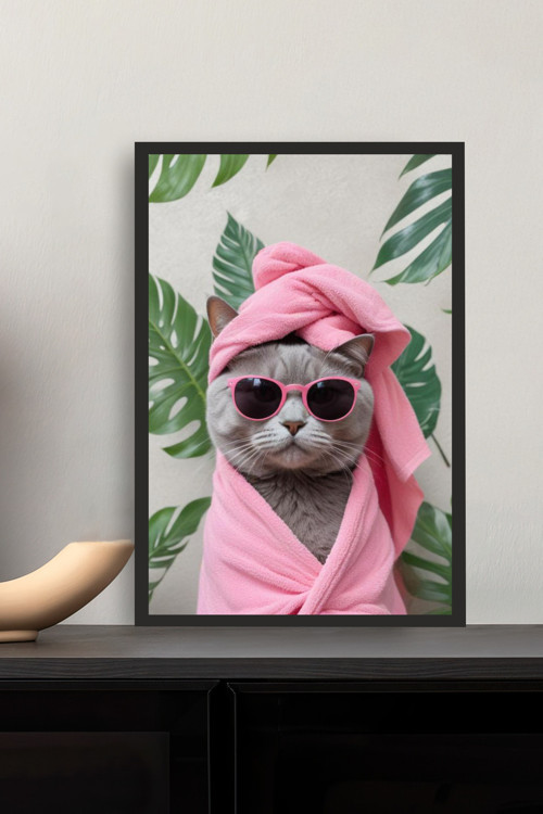 Kedi tasarımlı Çerçeve Görünümlü Mdf Tablo
