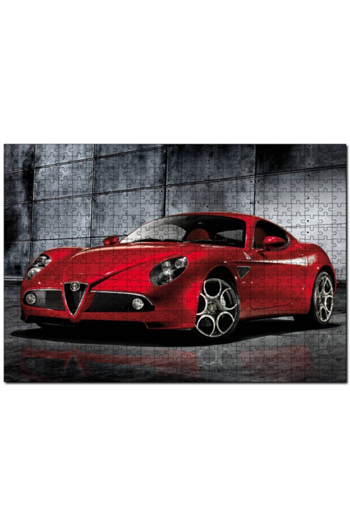 Kırmızı Renk Alfa Romeo 8c Competizione Araba, 255 Parça Puzzle Yapboz Mdf (ahşap)