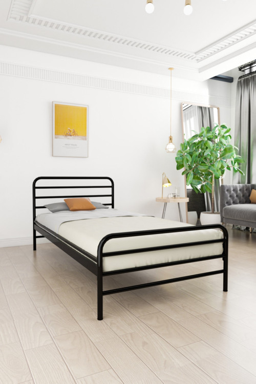 Milas Metal Karyola Siyah Tek Kişilik Ferforje Yatak 90x190, 90x200, 100x200, 120x190, 120x200