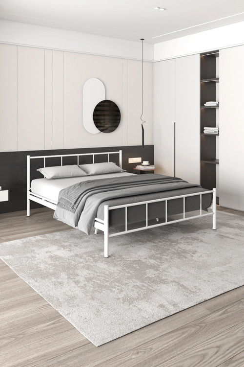 Mira Metal Karyola Beyaz Çift Kişilik Ferforje Yatak 140x190, 140x200, 150x200, 160x200