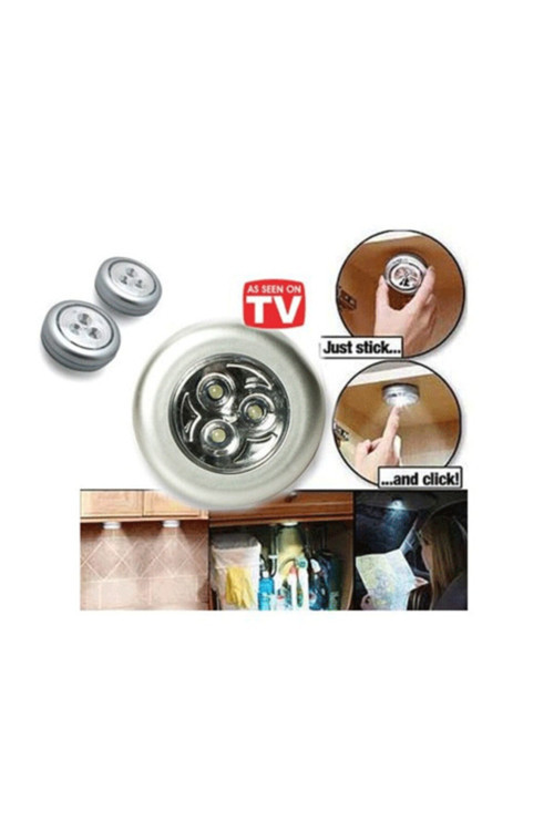 Bas Çalıştır Pille Çalışan Yapışkanlı 3 Ledli Spot Lamba 3 Lü Uygun Paket