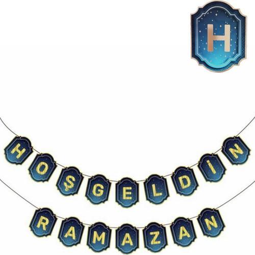 Gece Yıldız Baskılı Hoşgeldin Ramazan Banner - Hoşgeldin Ramazan Banner Ramazan Sarkıt Banner