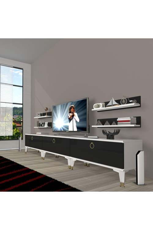 Eko 270r Mdf Gold Tv Ünitesi Tv Sehpası - Beyaz - Siyah