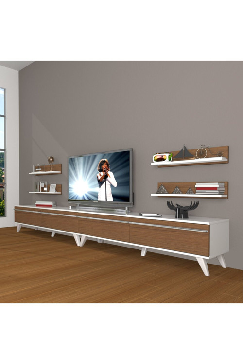 Eko 360r Mdf Retro Tv Ünitesi Tv Sehpası - Beyaz - Ceviz