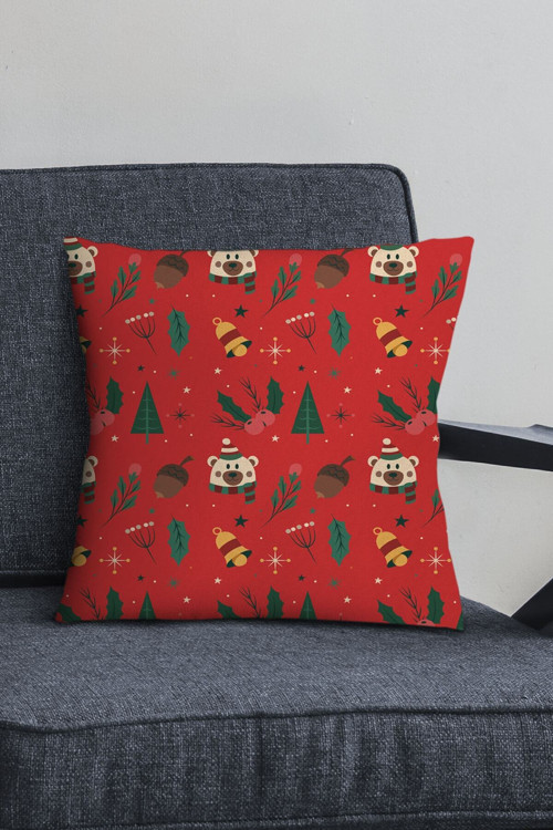 Yeniyıl Dekoratif Gizli Fermuar Çift Taraflı Yılbaşı Kırlent Yastık Kılıfı 43x43cm Krl1040
