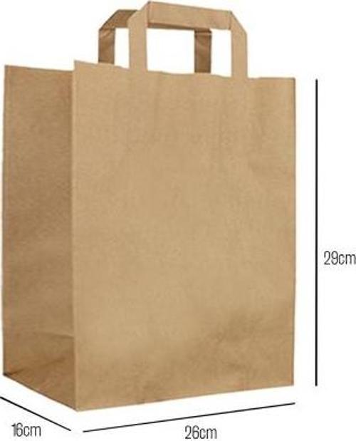 Düz Dıştan Saplı Kraft Çanta 26 x 29 x 16cm 200lü

