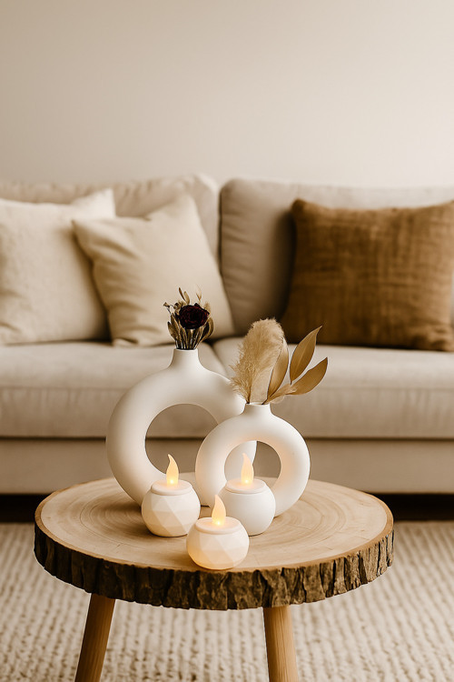 2’li Halka Vazo Ve 3 Lü Tealight Mumluk Bohem Set(14,5X13/10X10)
