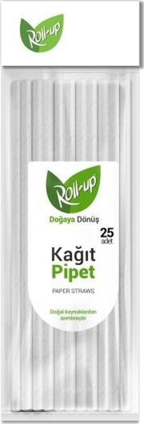 Roll-Up Doğa Dostu Beyaz Kağıt Pipet 19,5cm 25li
