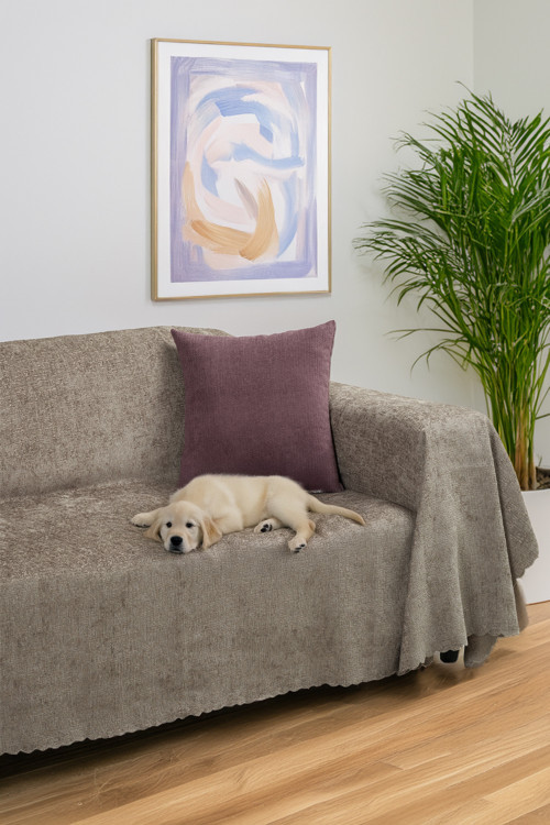 Premium Koltuk Örtüsü 175x350 Xlarge Gramajlı Jakarlı Şönil Kapuçino| Kanepe Örtüsü | Kaymaz