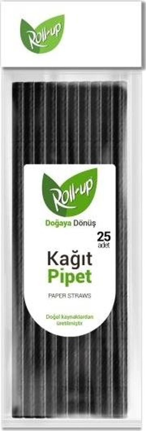 Roll-Up Doğa Dostu Siyah Kağıt Pipet 19,5cm 25li
