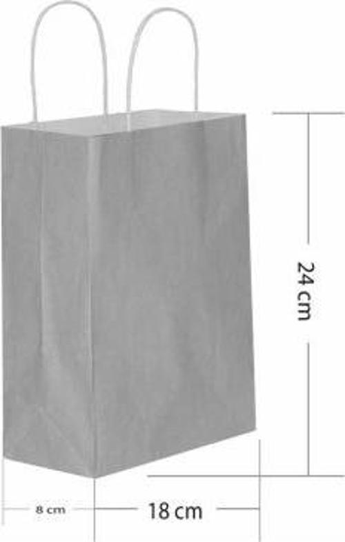 Roll-Up Kraft Çanta Gümüş Küçük Boy 18x24cm 25li
