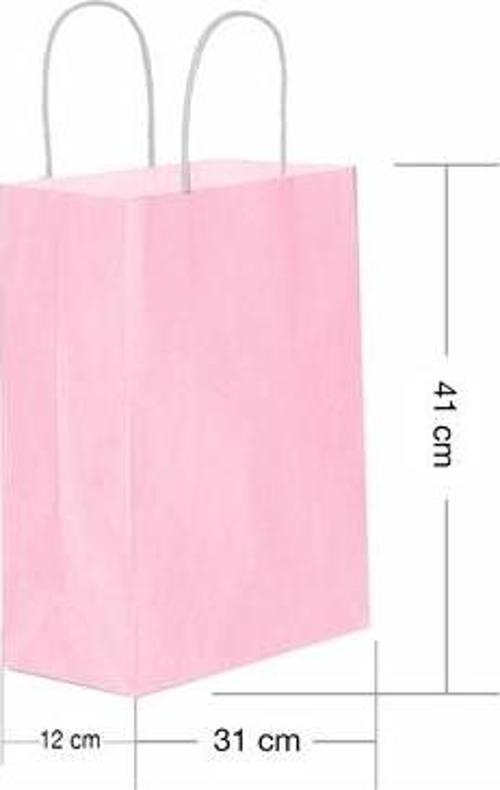 Roll-Up Kraft Çanta Pembe Büyük Boy 31x41cm 25li
