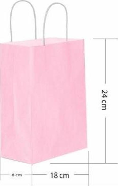 Roll-Up Kraft Çanta Pembe Küçük Boy 18x24cm 25li
