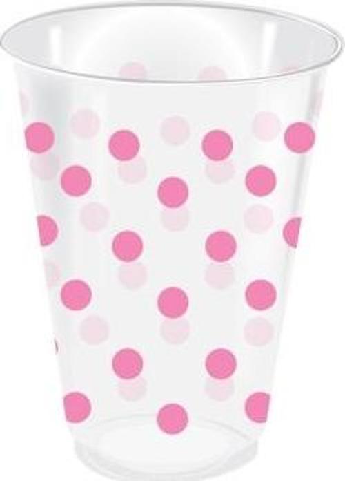 Roll-Up Plastik Bardak Pembe Puantiyeli Şeffaf 250cc 25li
