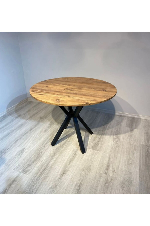 Yuvarlak Yemek Masası Pot Ayak Mutfak Balkon Masası 90x90