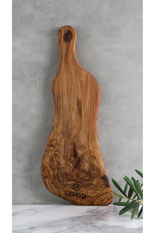 Zeytin Ağacı El Yapımı Saplı Sunum Tahtası 43x17 Cm