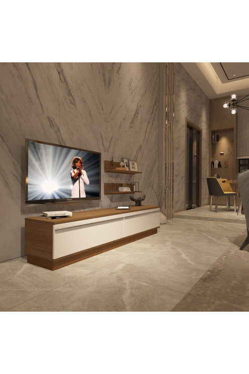 Eko 4b Mdf Std Tv Ünitesi Tv Sehpası - Ceviz - Beyaz