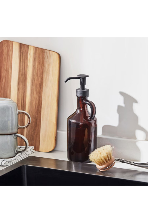 21 Cm Kahverengi Cam Sıvı Sabunluk 380 ml