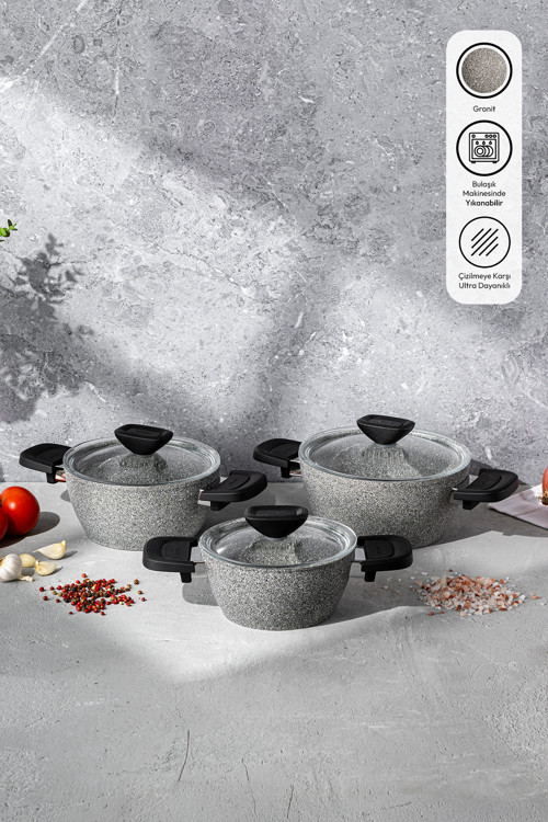 Fortis Granit 6 Parça Midi Tencere Seti Gri