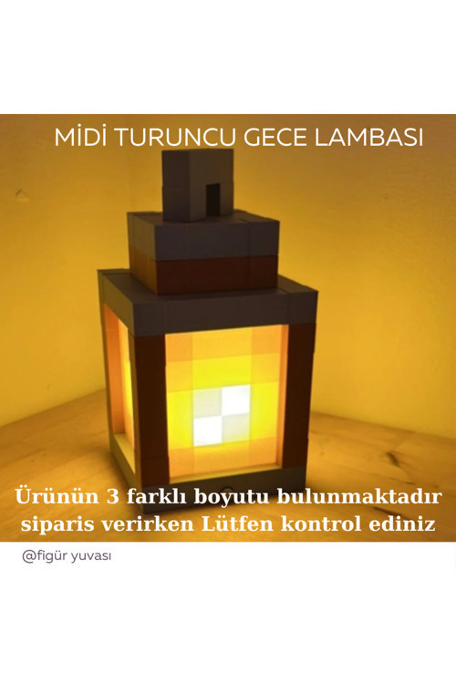 Minecraft temalı Midi turuncu gece lambası -Figür yuvası
