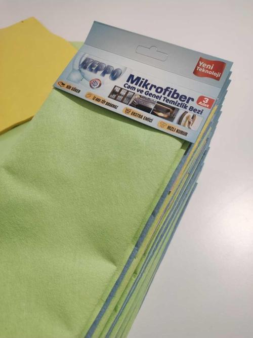 3'lü Mikrofiber Cam ve Genel Temizlik Bezi