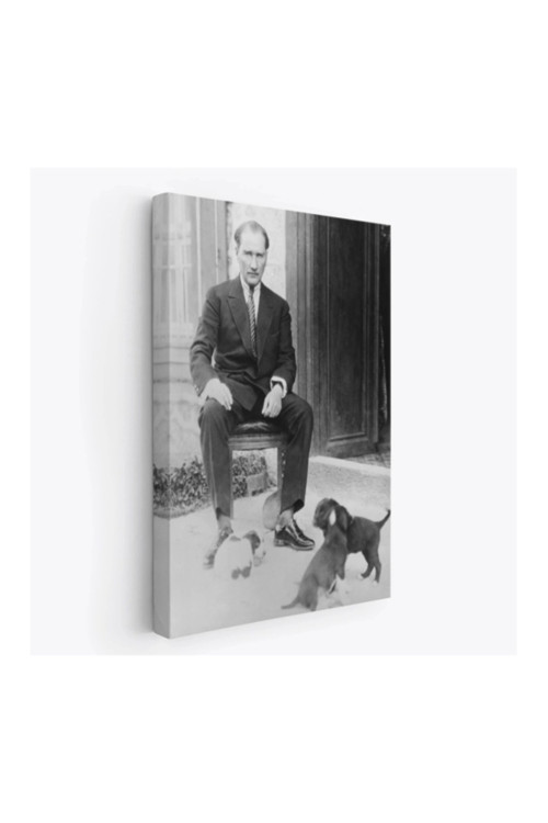 Atatürk Portre Tablosu Mustafa Kemal Atatürk Dikdörtgen Dekoratif Kanvas Tablo-Ce-55