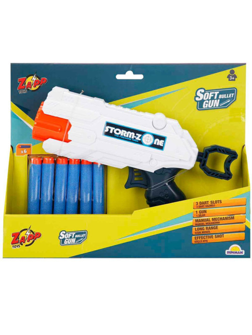 6 Mermili Sünger Dart Atan Silah - Beyaz