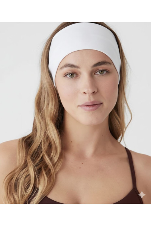 BEYAZ- Yoga Saç Bandı Bandana (Aloyazılı) SAÇ BANTI - BANDANA